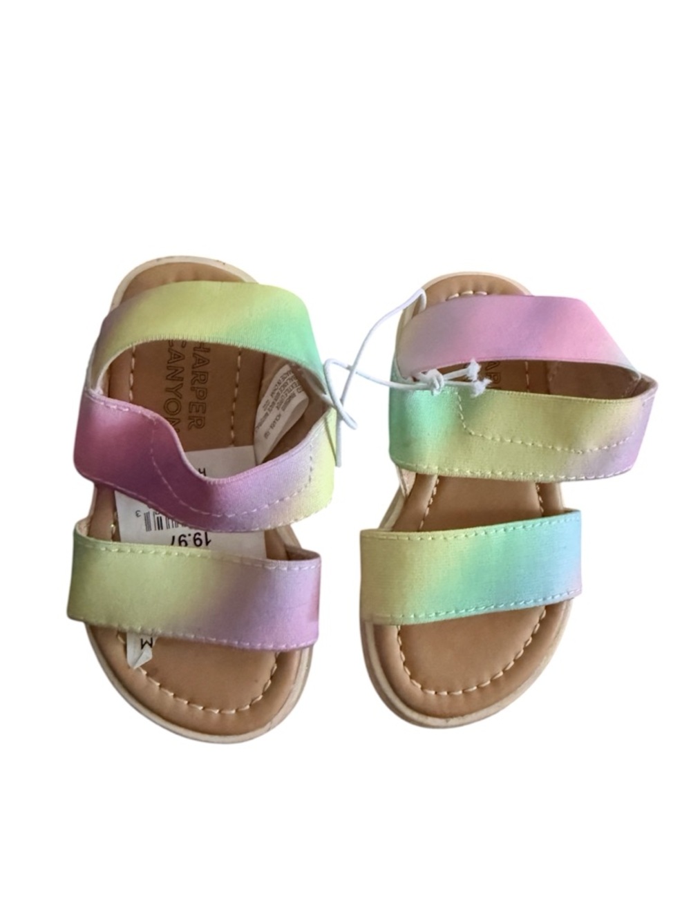 Harper Canyon Pastel Rainbow Toddler Sandals - Pink Green Blue. Size 5